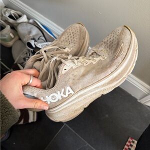 Hoka Light Tan Athletic Shoes